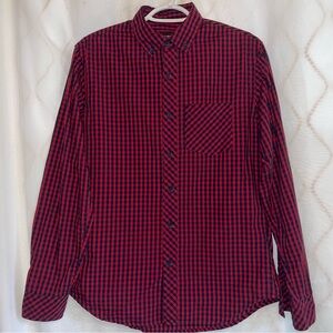 Adam Levine Men's Red and Blue Plaid Button Up sz. Small